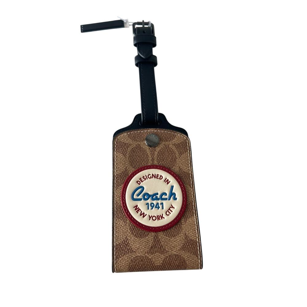 Coach Luggage Tag In Signature Canvas With Patches